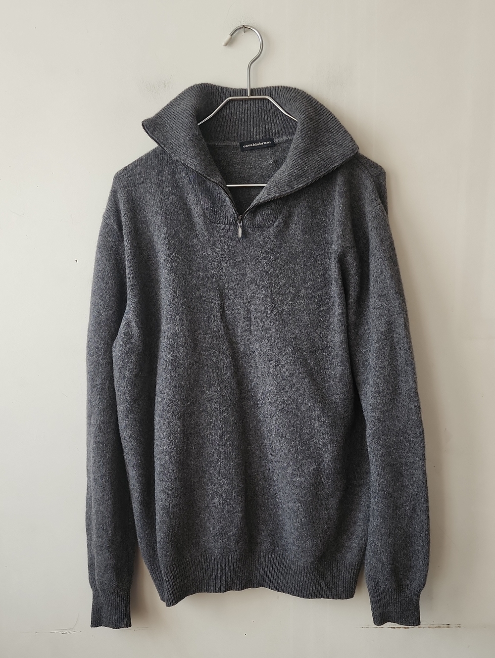 Men's Dark Gray Half-Zip Shawl Collar Sweater
